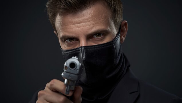 masked man with a gun