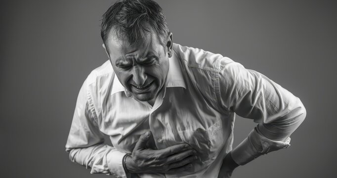 man with stomach pain