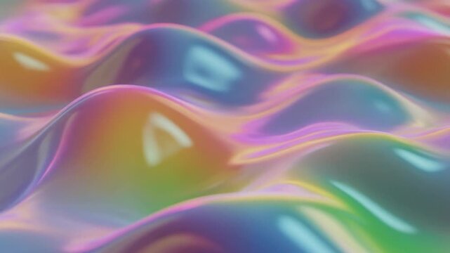Soft rainbow waves drifting gently glossy reflections abstract sci fi style smooth cinematic surreal ethereal ambience cascading softly glowing futuristic unique style
