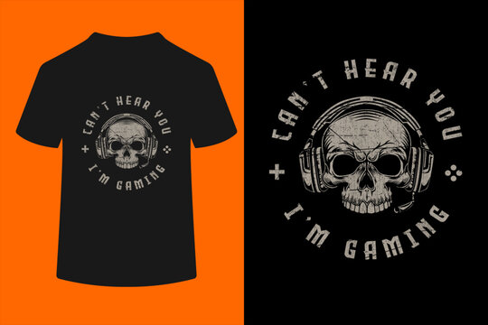 Ich kann Dich Nicht h&ouml;ren ich zocke Skull Nerd Gaming T-Shirt
