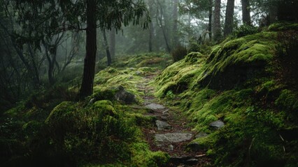 Obraz premium Lush Green Forest Path