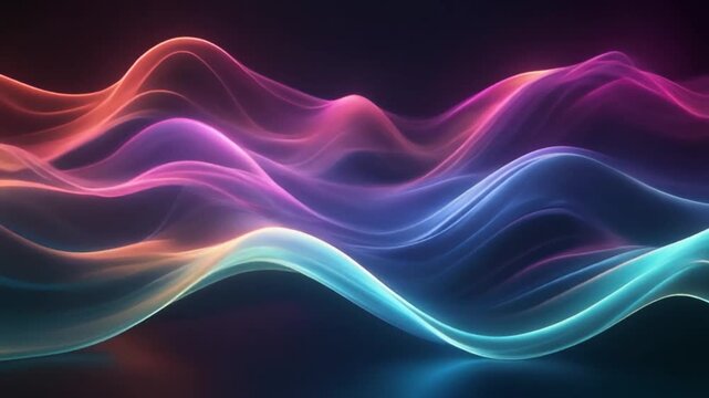 Spectral light waves rippling across frame glowing clean lines smooth transitions seamless cinematic surreal ethereal ambience cascading softly glowing futuristic abstract unique style