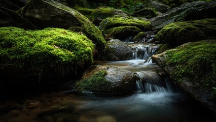 Obraz premium Mossy Rocks and Stream