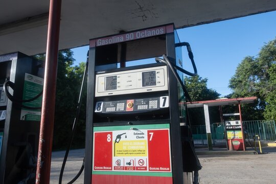 Gas station with fueling pump in Cuba where gasoline is in short supply