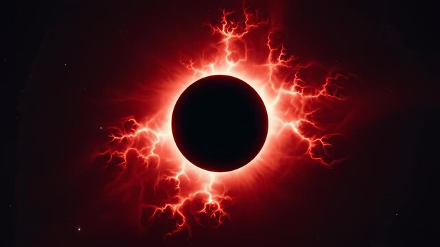 Total Solar Eclipse With Glowing Red Corona
