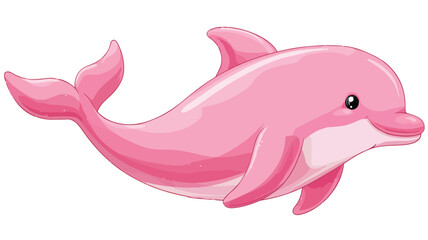 Adorable Pink Dolphin Cartoon Illustration on White Background for Projects
