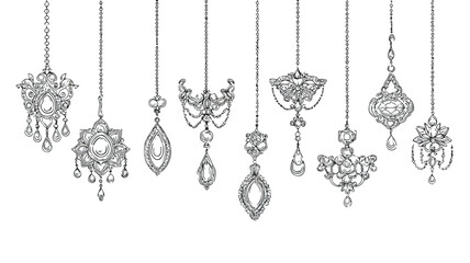 Elegant Jewelry Line Art Design Concept Vector with Outline Isolated