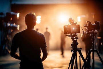 Fototapeta premium filmmaker directing scene on movie set