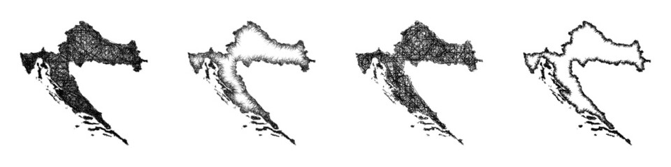 Sketch Croatia map design set