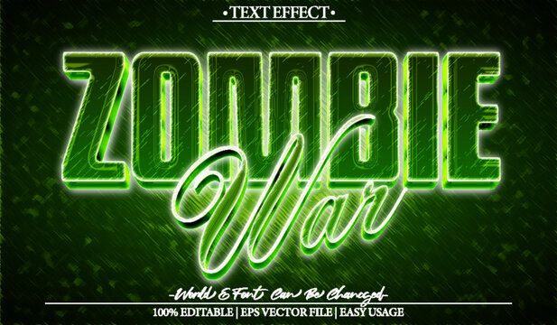  Zombie War Apocalypse Horror Battle Vector Fully Editable Smart Object Text Effect