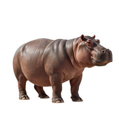 Obraz premium Hippo Standing on a White Background Showing Natural Size and Shape for Educational Purposes