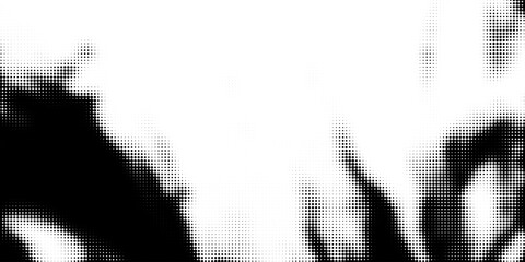 Grunge halftone gradient background. Faded grit noise texture. White and black sand wallpaper. Retro pixelated backdrop. Anime or manga style comic