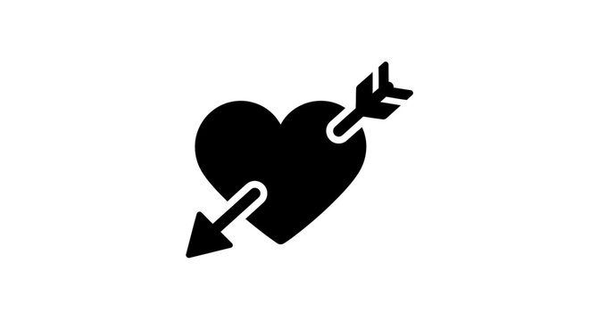 Black heart pierced by arrow symbol.