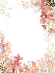Obraz premium ashed line border frame soft elegant Aste flowers romantic and dreamy aesthetic pastel tones watercolorstyle Aste flowers and delicate foliage low contrast center area