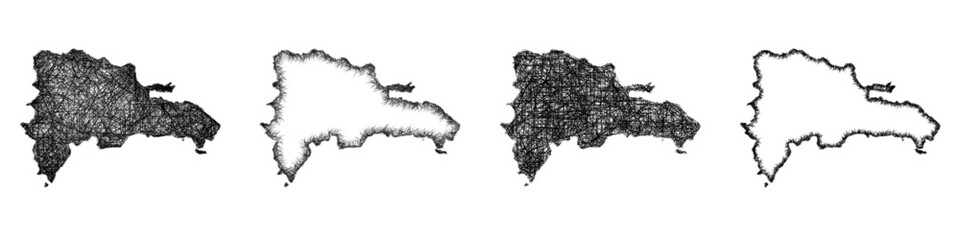Sketch Dominican Republic map design set