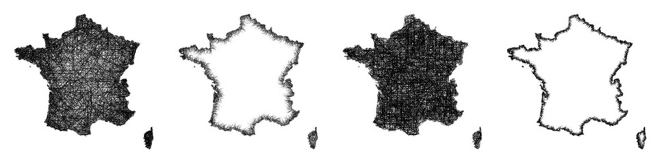 Sketch France map design set