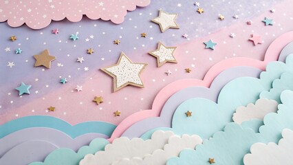 Obraz premium It's imaginary that a colorful sky has been created with paper.