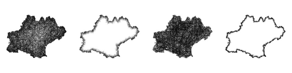 Sketch Occitanie map design set