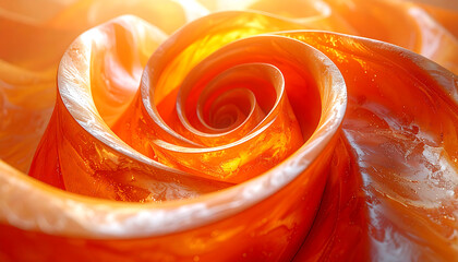 Abstract orange rose macro close up of a transparent flower petal structure