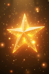 A shiny golden star glows against a dark winter sky background as a festive Christmas holiday decoration with neon light and vector illustration elements for a celebratory Xmas card design

Would you 
