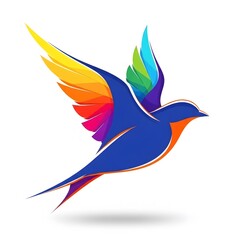 Obraz premium Vibrant Abstract Bird Logo Design Flying Isolated on White Background