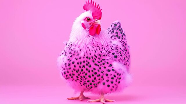 A chick covered in leopard print instead of feathers, showcasing a bold and trendy fashion style.