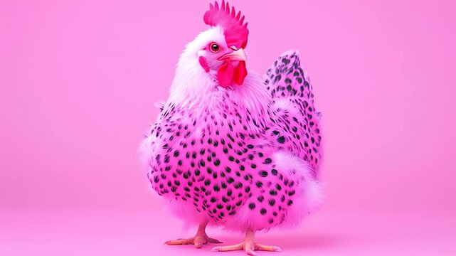 A chick covered in leopard print instead of feathers, showcasing a bold and trendy fashion style.