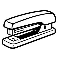Black and White Vector Illustration of a Classic Office Stapler - Professional Stationery Tool and School Supply Icon Isolated on White Background