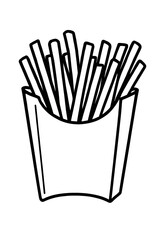 Classic French Fries in Scoop Box Vector Icon - Minimalist Line Art Illustration for Fast Food Restaurants, Diner Menus, Takeaway Snacks, and Potato Side Dishes