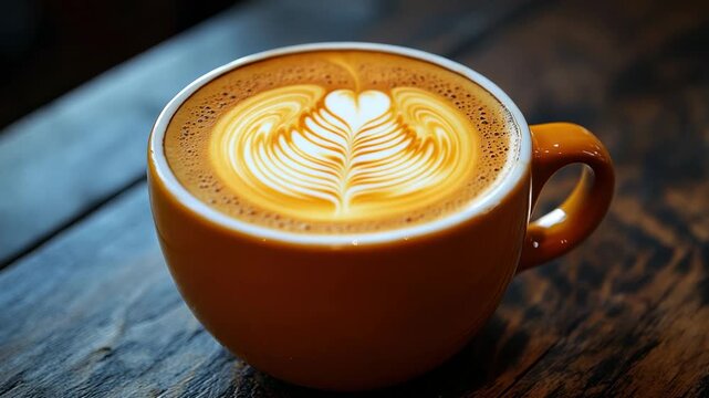 Enjoying coffee art in a cozy cafe setting during the afternoon while observing latte designs