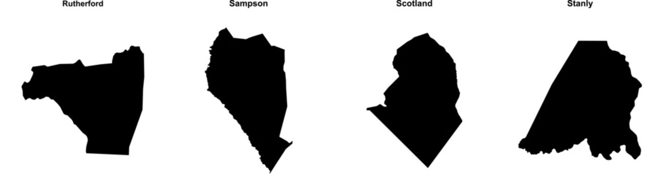 Rutherford, Sampson, Scotland, Stanly outline maps