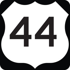 Route 44 Highway, US 44 United States Numbered Highway Shield Badge Vector