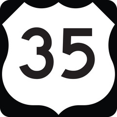 Route 35 Highway, US 35 United States Numbered Highway Shield Badge Vector