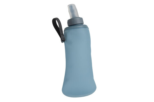 Blue silicone soft flask for hydration and sports