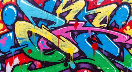 Naklejka premium Vibrant Graffiti Art with Dripping Paint street art