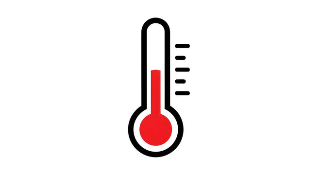 Modern thermometer icon with rising red temperature