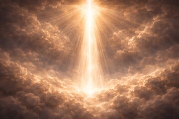 Fototapeta premium Divine light through clouds symbolizing ascension and spirituality