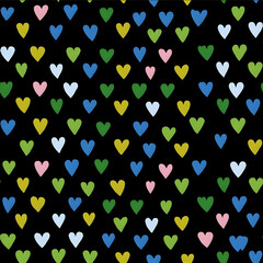 simple heart motifs every second column shifted down half a row half drop style repeat seamless fabric design