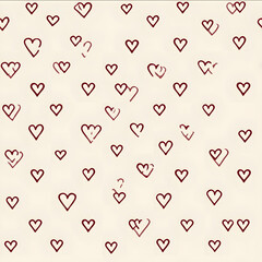 small outline hearts in a regular grid monochrome dark red on light cream clean vector style seamless fabric repeat