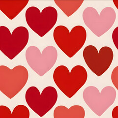retro hearts pattern twotone red and pink flat shapes evenly repeated seamless design for quilting cotton
