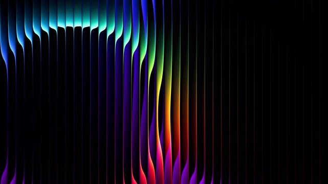 Colorful futuristic neon circles through textured glass. Luminous rings slowly rotating and distorted by ribbed glass for creative projects, digital screens and visual effects. Seamless loop. 4K video