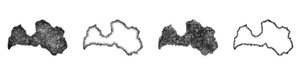 Sketch Latvia map design set