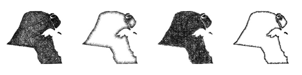 Sketch Kuwait map design set