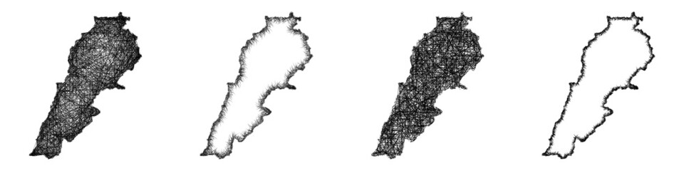 Sketch Lebanon map design set