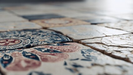 Naklejka premium Detail of weathered vintage floor tiles
