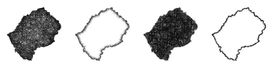 Sketch Lesotho map design set