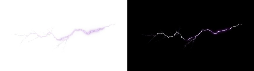 Purple lightning bolt energy effect with electric glow isolated on transparent background © SERHII
