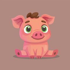 Fototapeta premium Pink Piglet Smiling with Soft Cuteness