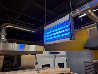 Electric ultraviolet insecticide insect killer, UV lamp trap inside a bakehouse