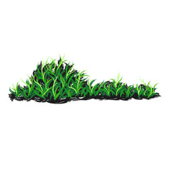 Obraz premium Organic hand painted grass illustration created using artistic paintbrush strokes. This natural botanical artwork features soft textures and expressive brush details, suitable for nature backgrounds, 